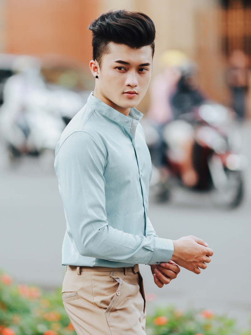 Áo sơ mi xanh lá cây asm860 - 2
