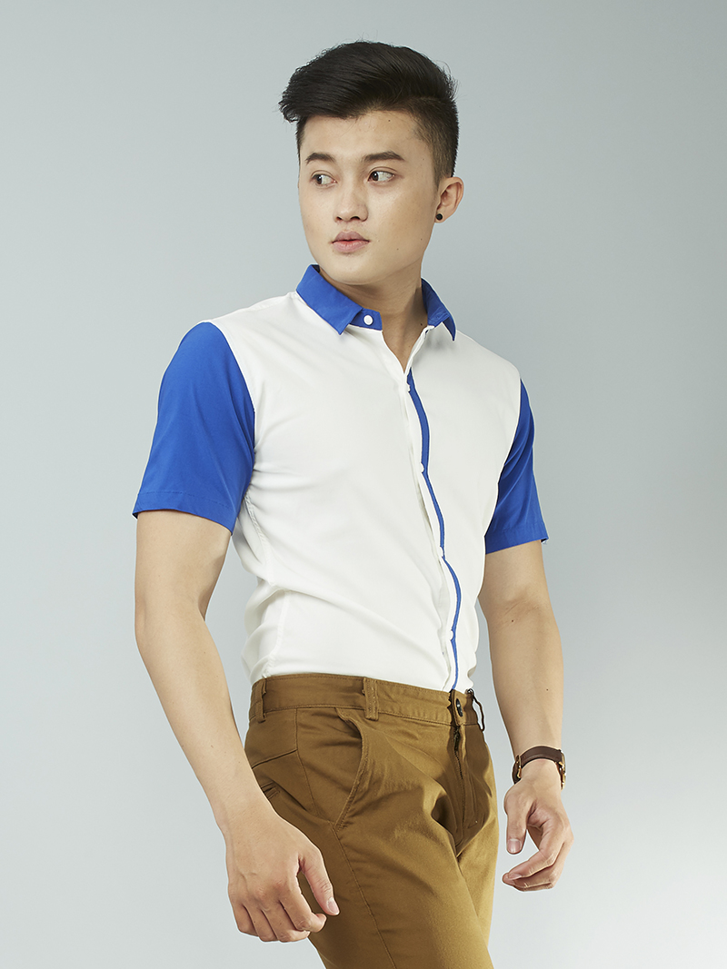Áo sơ mi ngắn tay kem asm870 - 2
