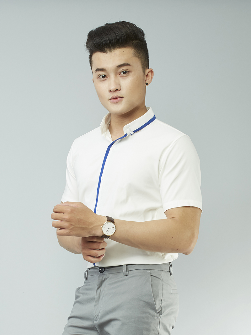 Áo sơ mi ngắn tay trắng kem asm868 - 2