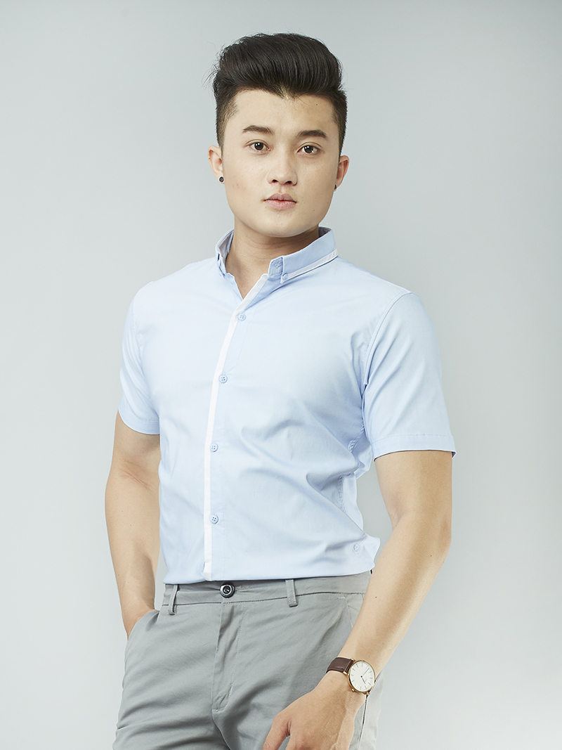 Áo sơ mi ngắn tay xanh biển asm868 - 1