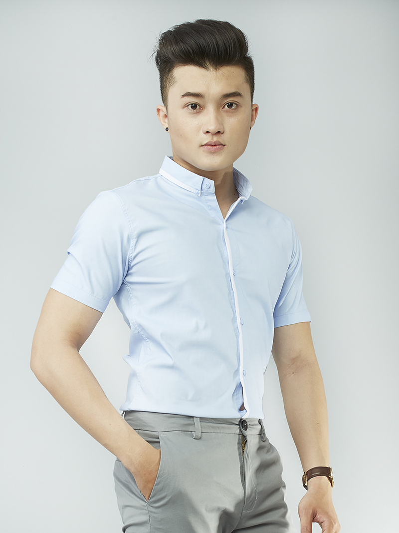Áo sơ mi ngắn tay xanh biển asm868 - 3