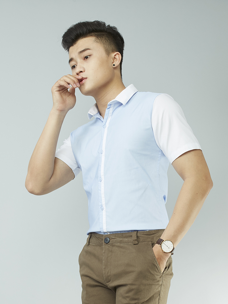 Áo sơ mi ngắn tay xanh biển asm870 - 3