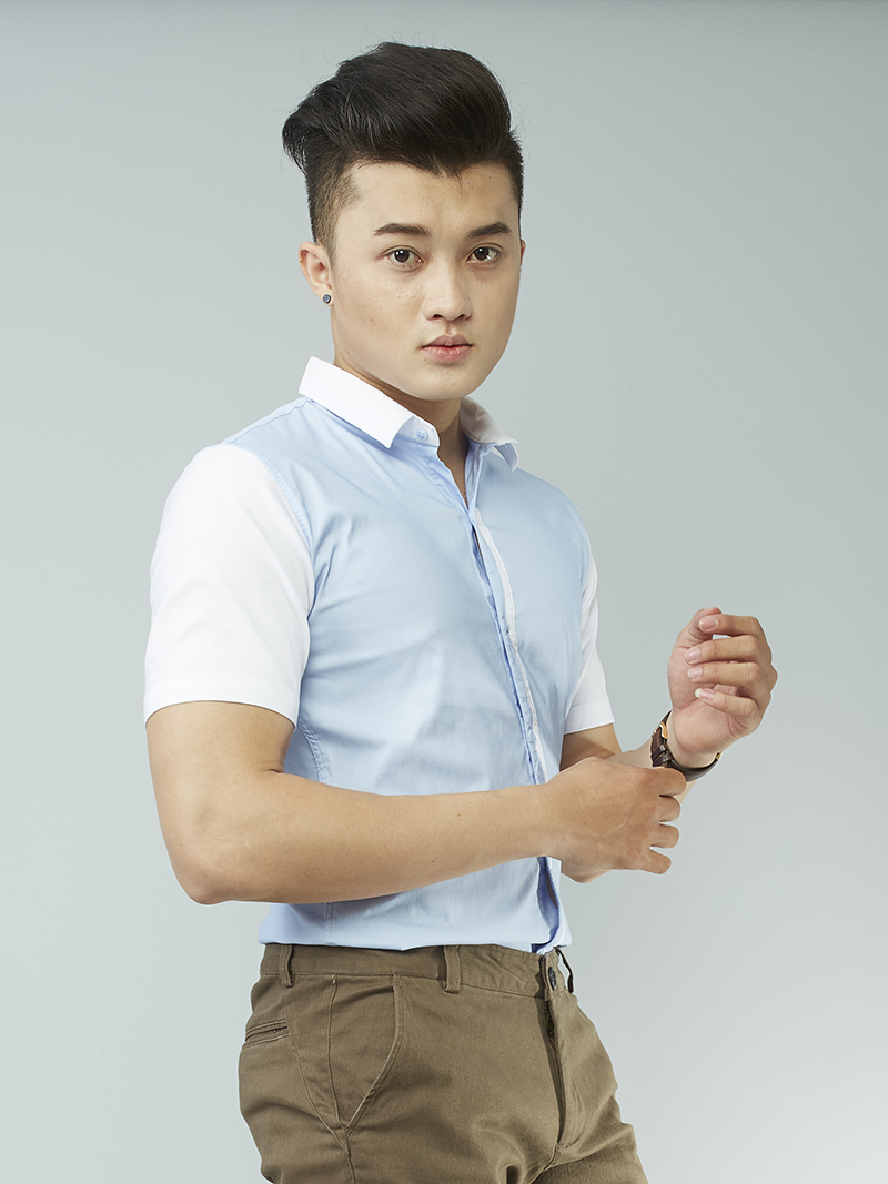 Áo sơ mi ngắn tay xanh biển asm870 - 2