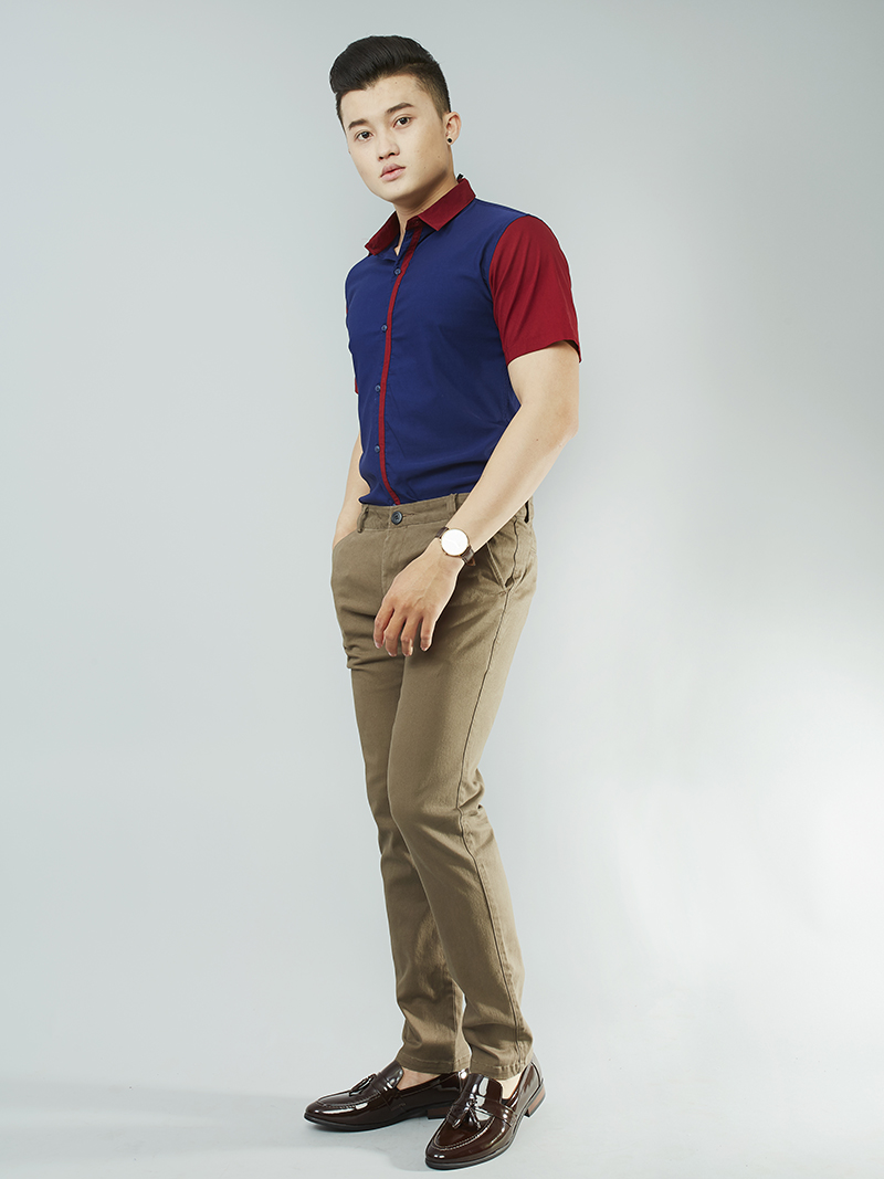 Áo sơ mi ngắn tay xanh đen asm870 - 3
