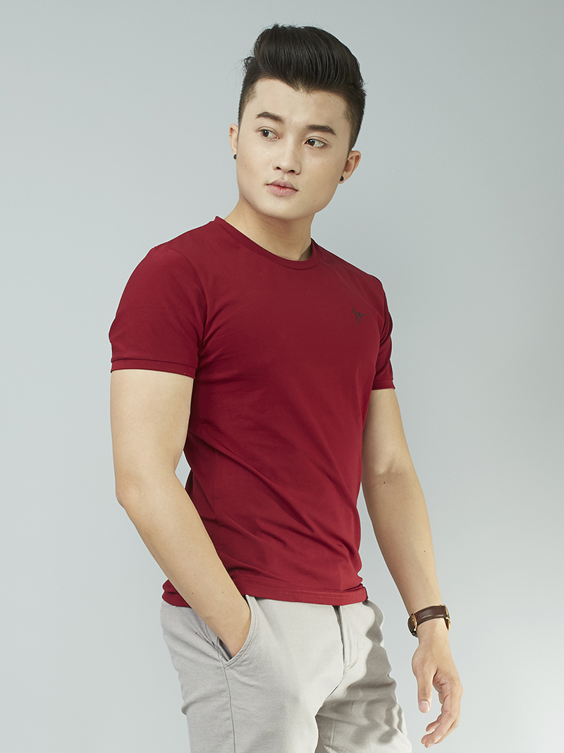 Áo thun cổ tròn đỏ at707 - 2