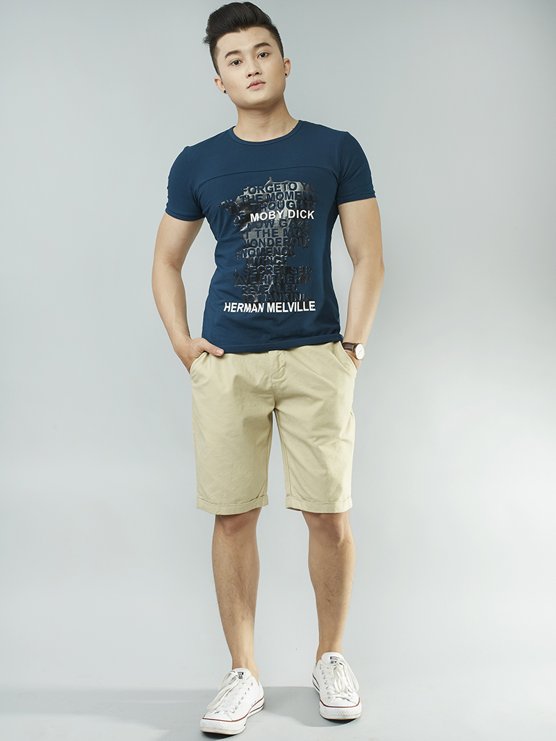 Áo thun cổ tròn xanh cổ vịt at713 - 3
