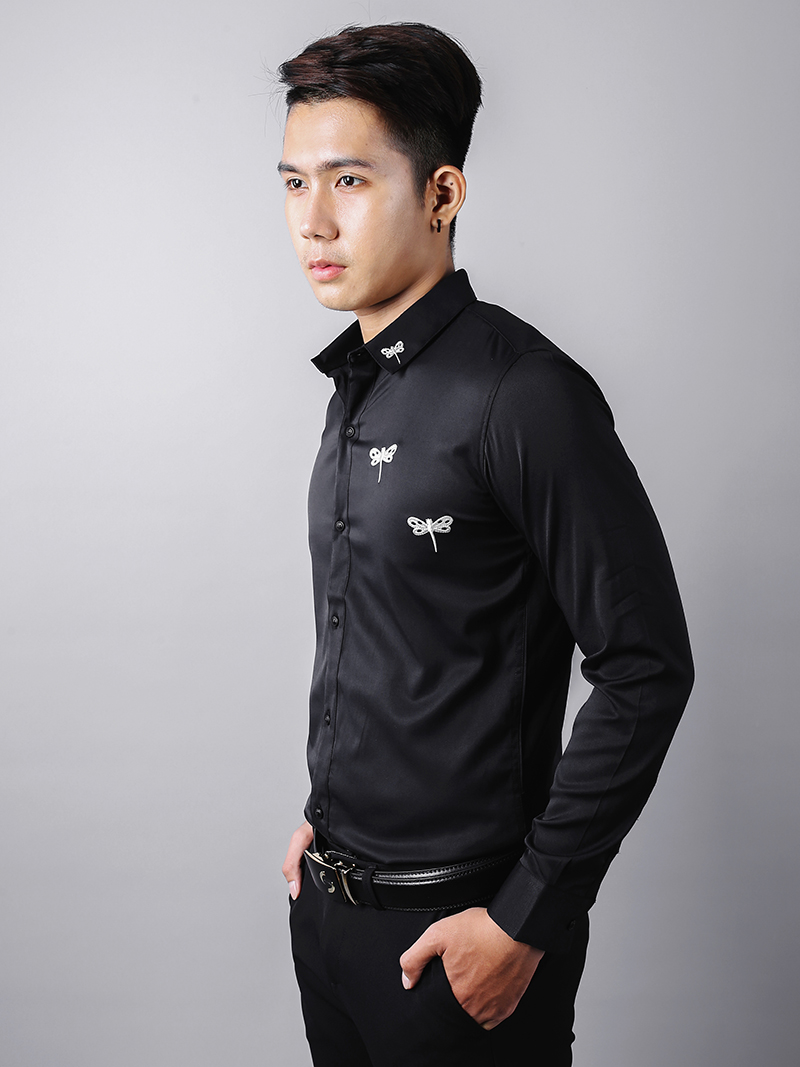 Áo sơ mi đen asm875 - 2