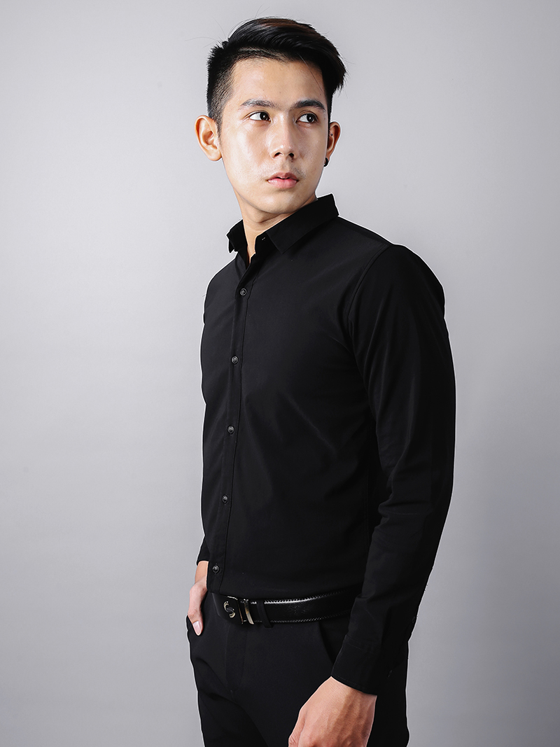 Áo sơ mi đen asm876 - 2