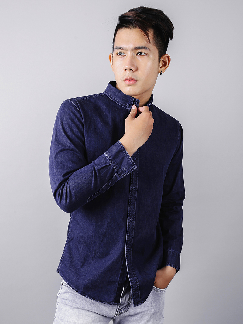 Áo sơ mi jeans xanh đen asm878 - 2