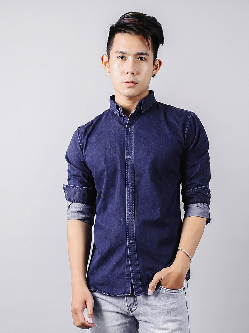 Áo sơ mi jeans xanh đen asm878 - 1