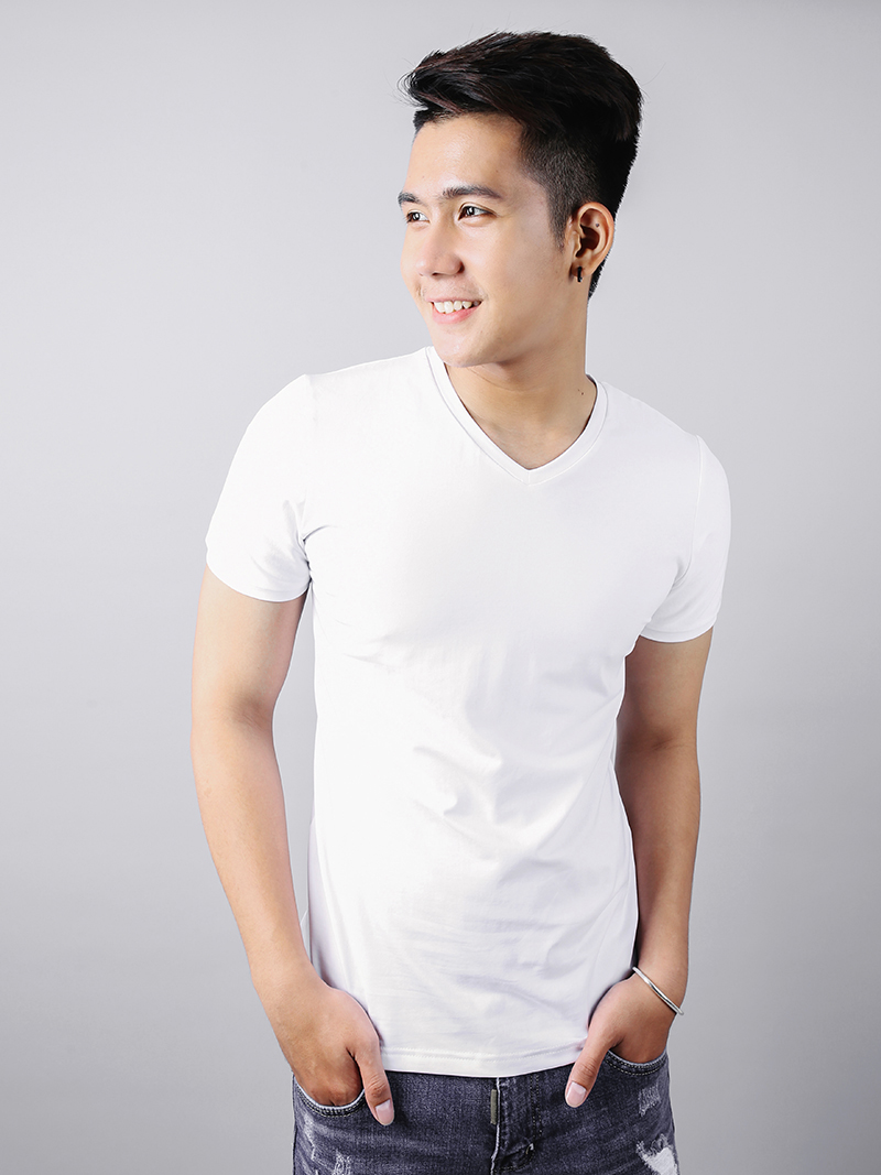 Áo thun cổ tim trắng at819 - 2