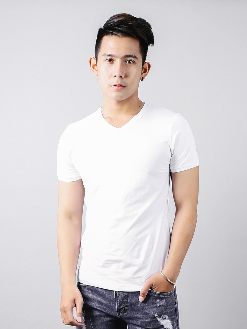 Áo thun cổ tim trắng at819 - 1
