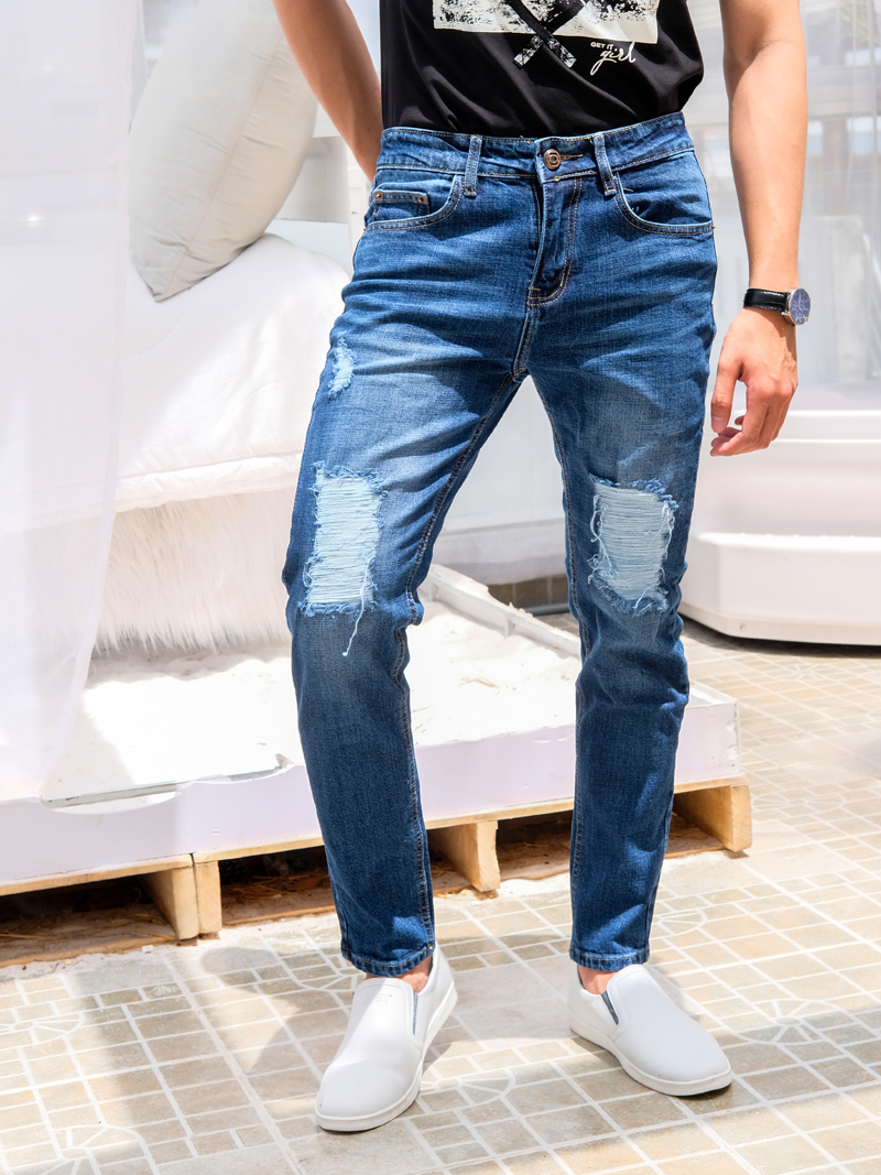 Quần jeans rách xanh đen qj1566 - 1