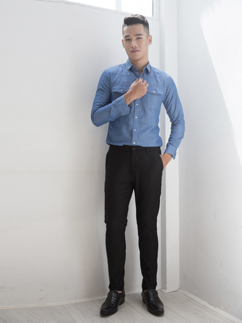 Áo sơ mi denim xanh dương asm966 - 3