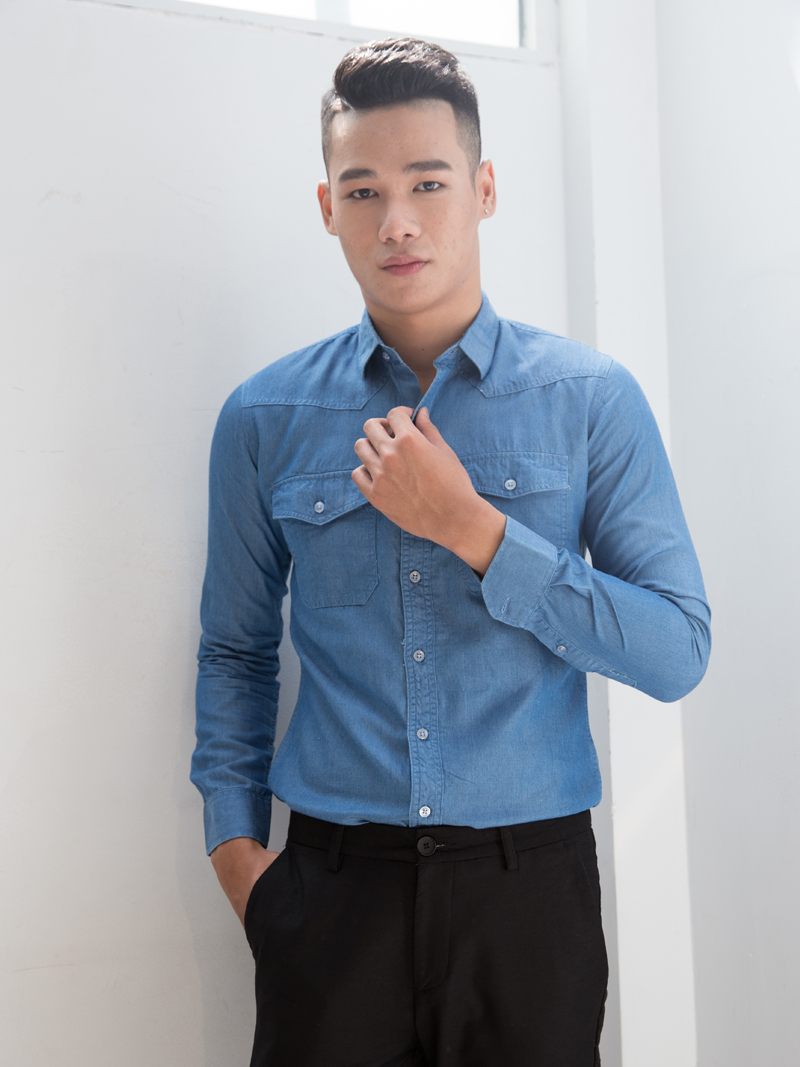 Áo sơ mi denim xanh dương asm966 - 1