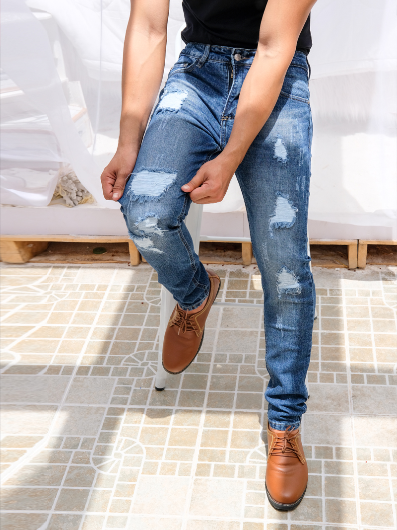 Quần jeans rách xanh đen qj1563 - 1