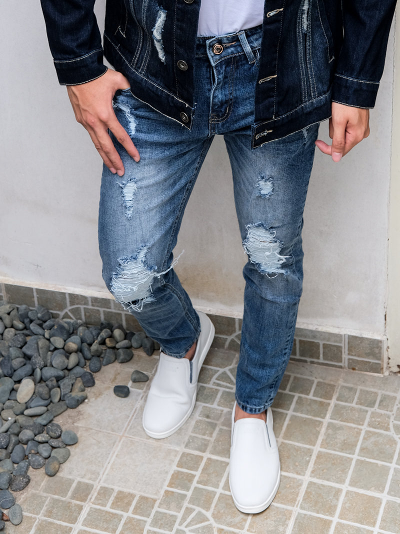 Quần jeans rách xanh qj1573 - 1