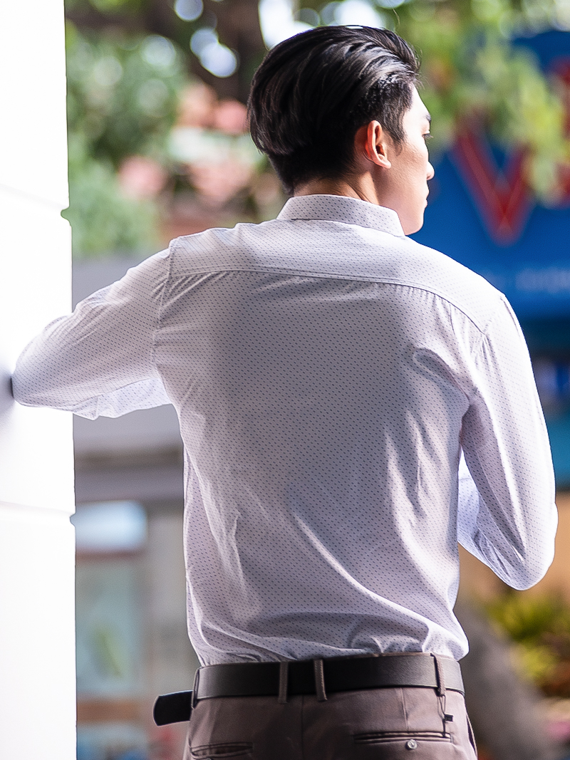 Áo sơ mi họa tiết trắng asm983 - 3