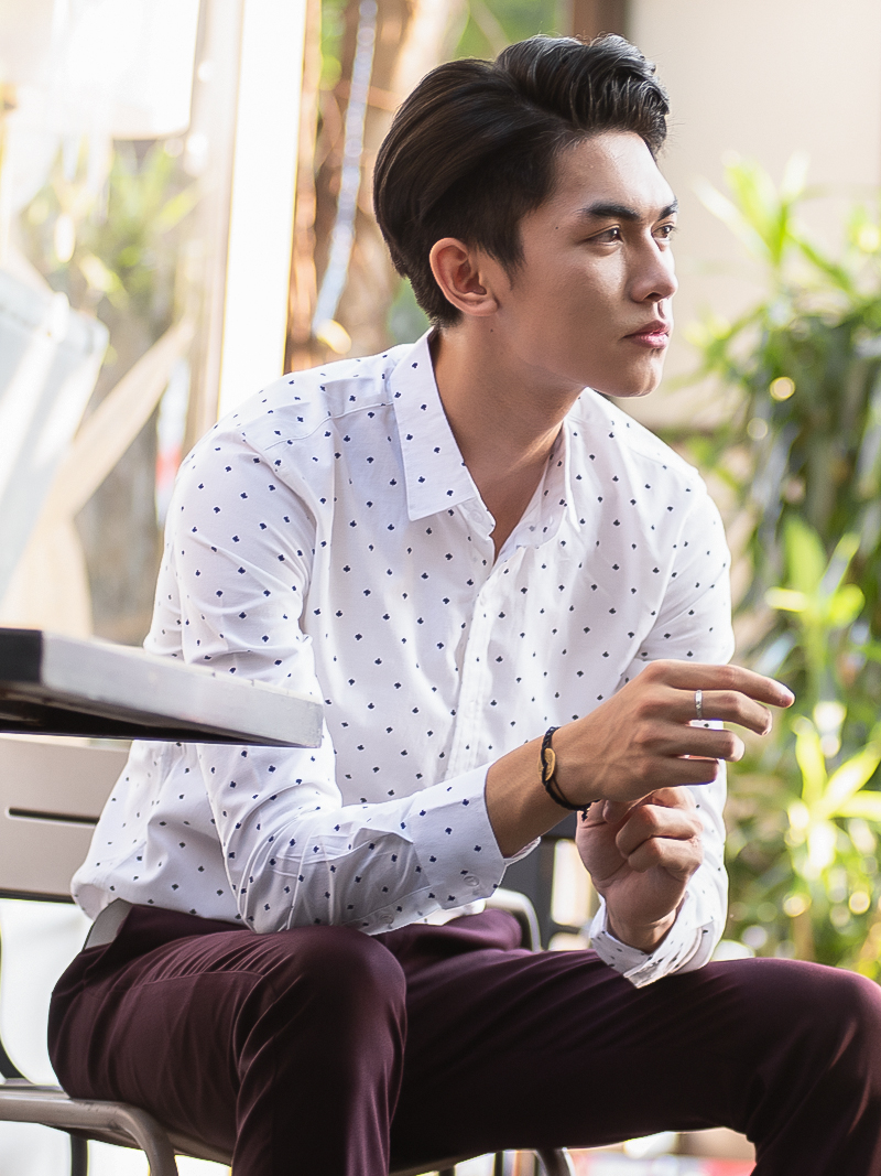 Áo sơ mi họa tiết trắng asm985 - 2