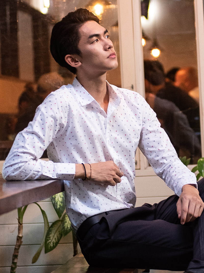 Áo sơ mi họa tiết trắng asm987 - 2