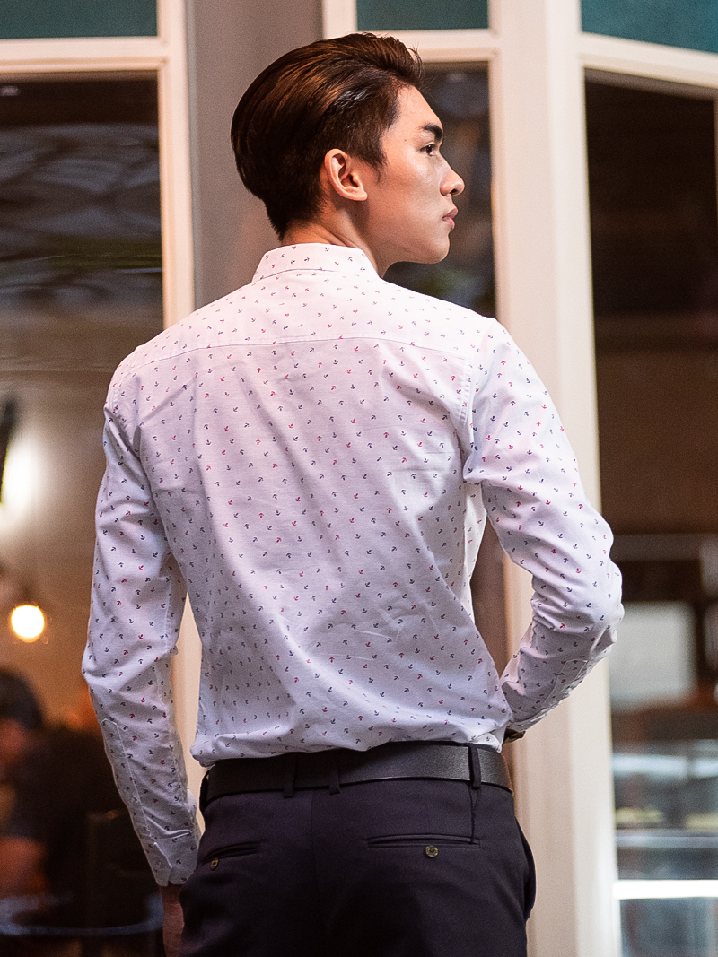 Áo sơ mi họa tiết trắng asm987 - 4