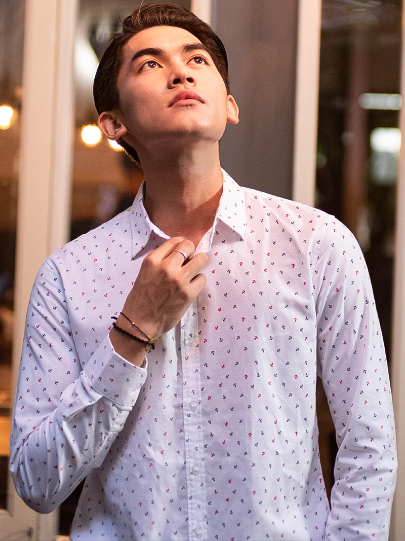 Áo sơ mi họa tiết trắng asm987 - 3