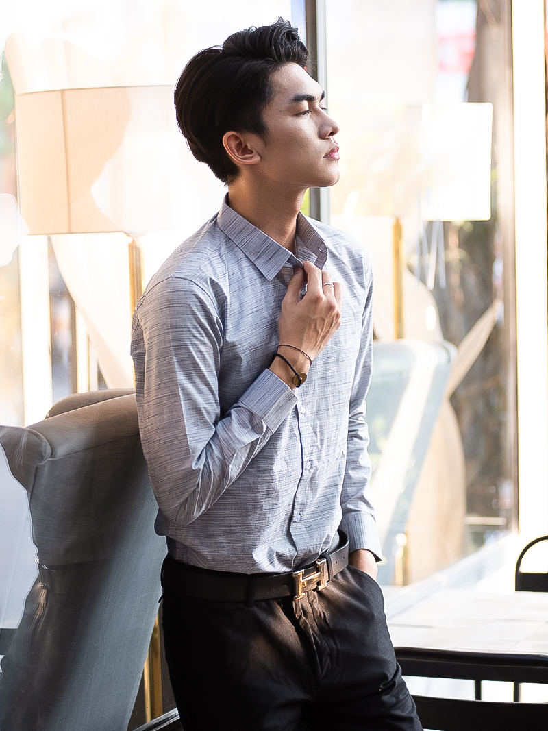 Áo sơ mi họa tiết xám asm982 - 1