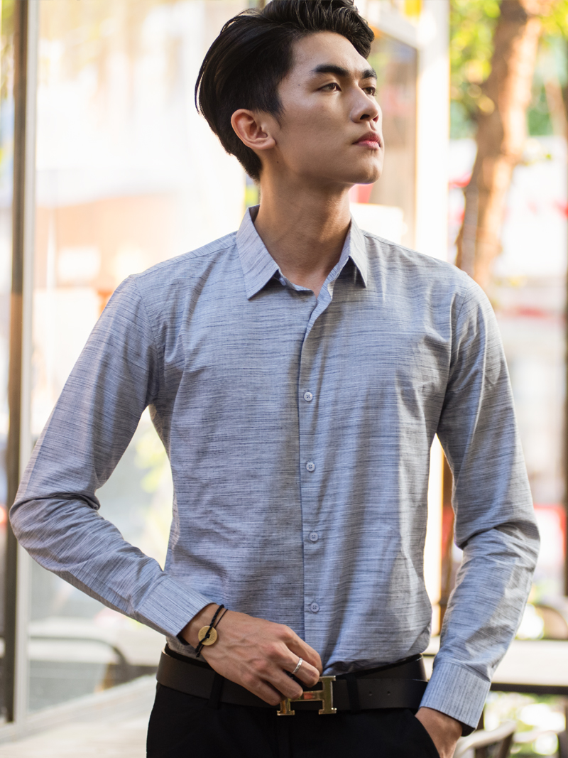 Áo sơ mi họa tiết xám asm982 - 4