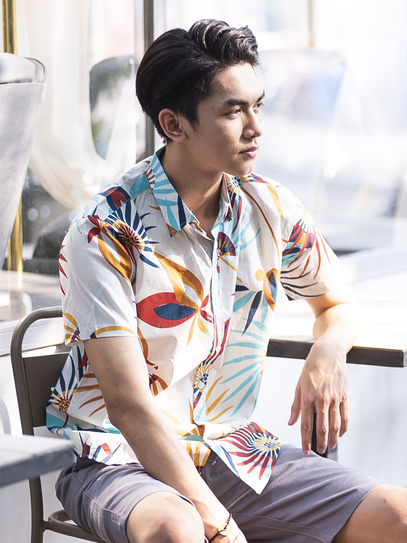 Áo sơ mi ngắn tay kem asm988 - 3