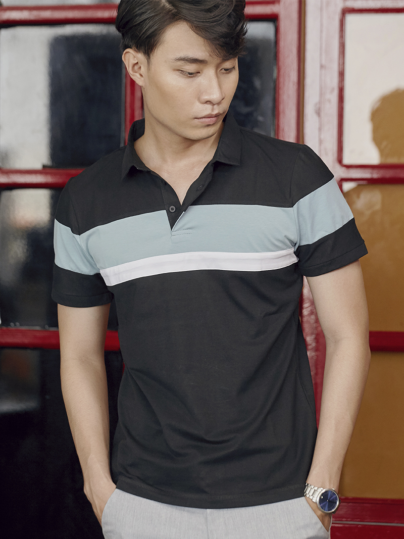 Áo thun có cổ đen at777 - 1