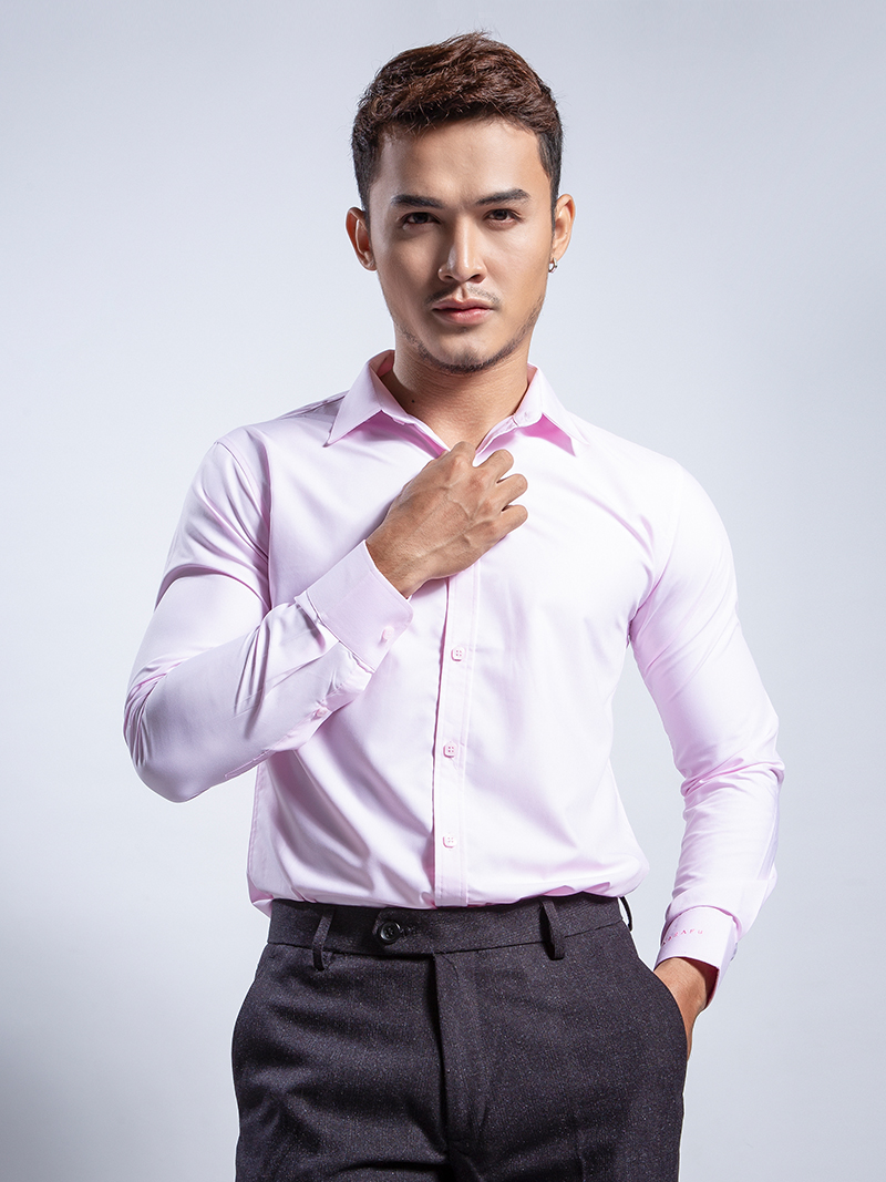 Áo sơ mi modal nazafu asm942 màu hồng - 1
