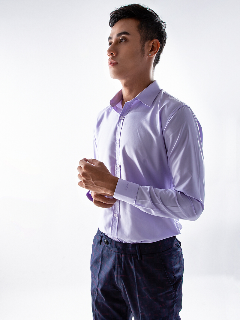 Áo sơ mi modal nazafu asm942 màu tím nhạt - 2