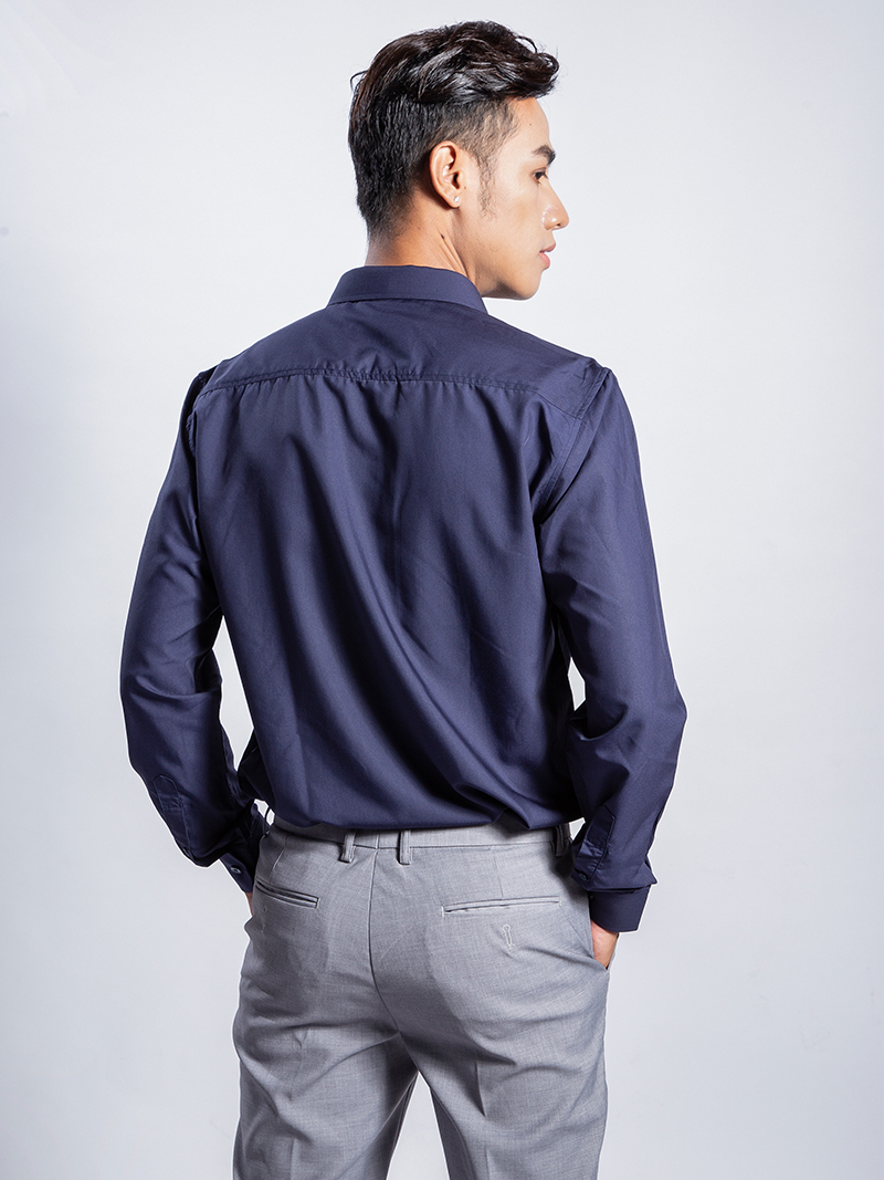 Áo sơ mi modal nazafu asm942 màu xanh đen - 2