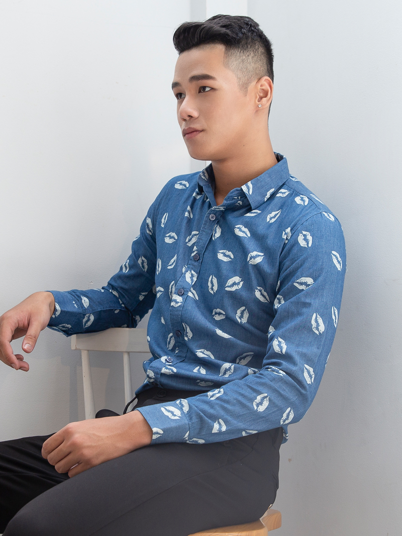 Áo sơ mi denim xanh asm968 - 1