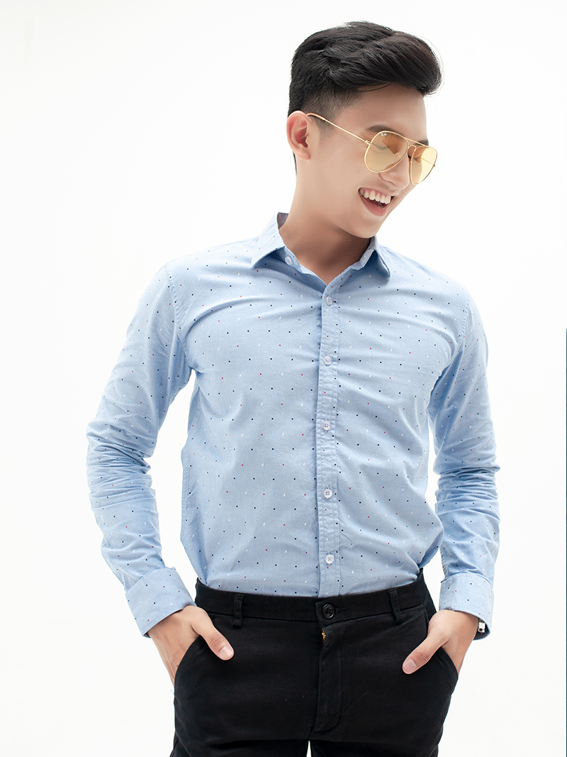 Áo sơ mi họa tiết xanh biển asm997 - 1