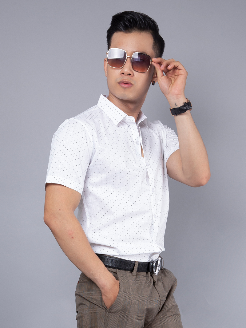 Áo sơ mi ngắn tay trắng kem asm989 - 2