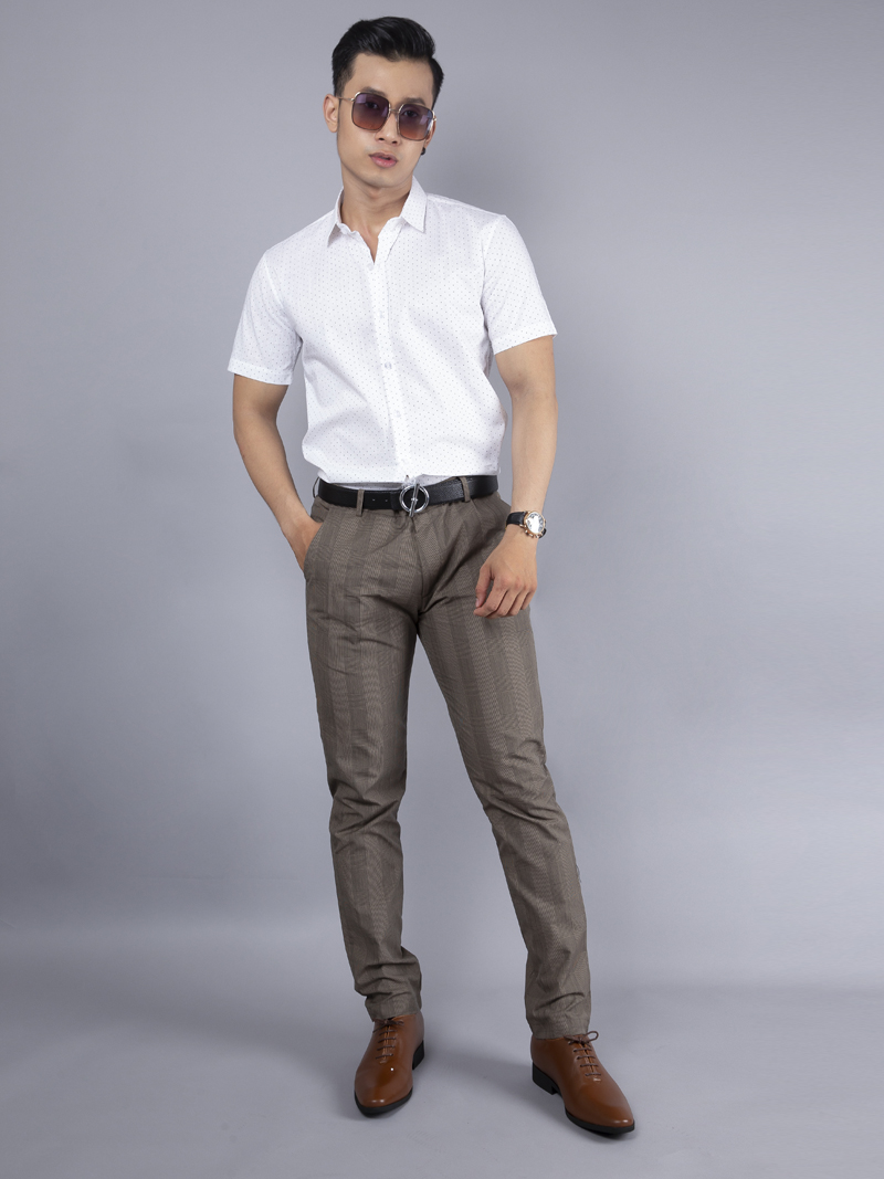 Áo sơ mi ngắn tay trắng kem asm989 - 3