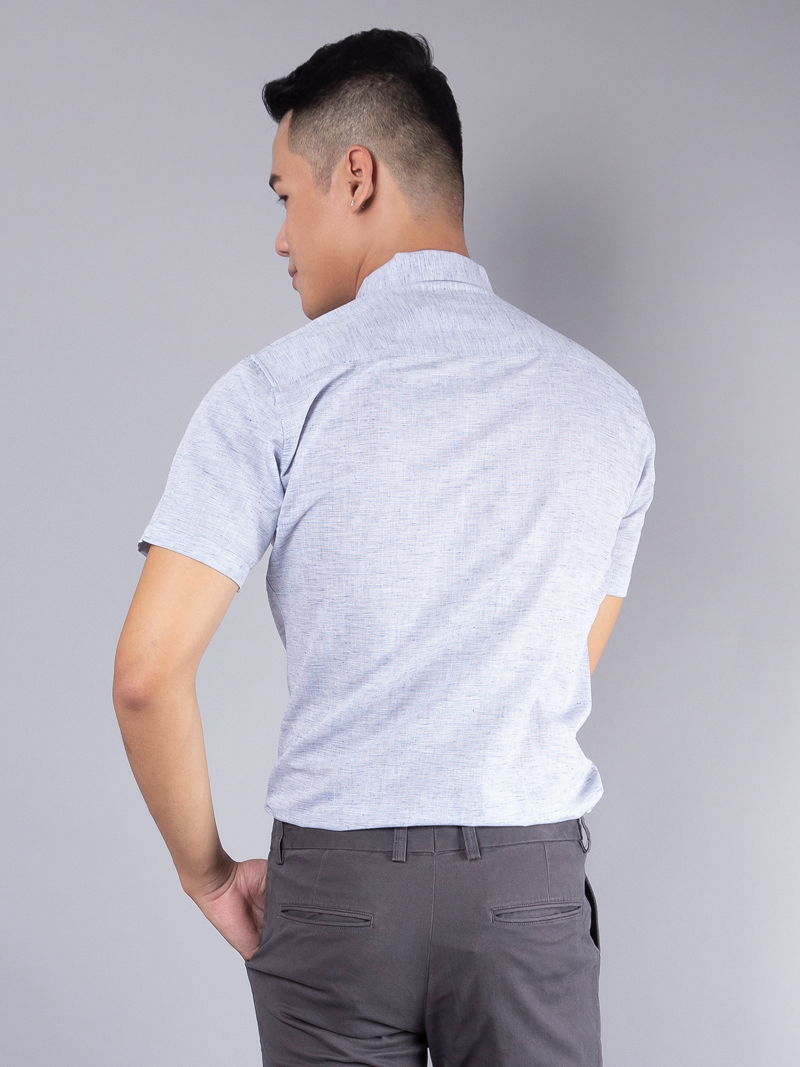 Áo sơ mi ngắn tay xám asm989 - 3