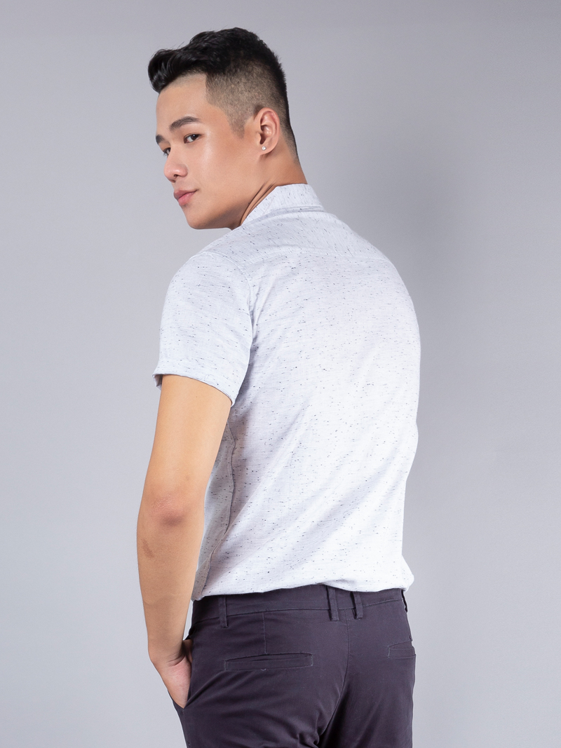 Áo sơ mi ngắn tay xám muối tiêu asm989 - 2