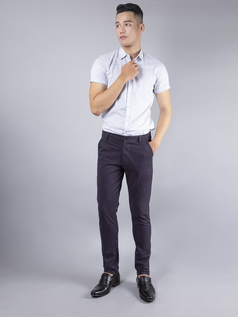 Áo sơ mi ngắn tay xám muối tiêu asm989 - 3