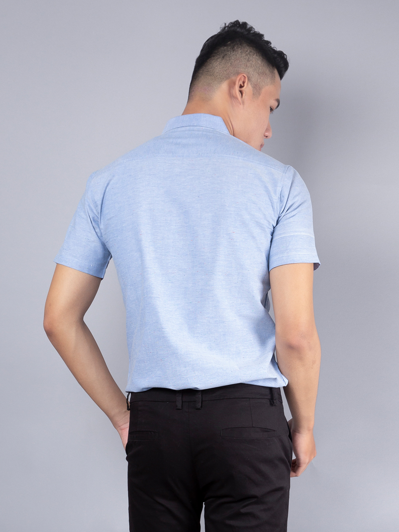 Áo sơ mi ngắn tay xanh biển asm989 - 2