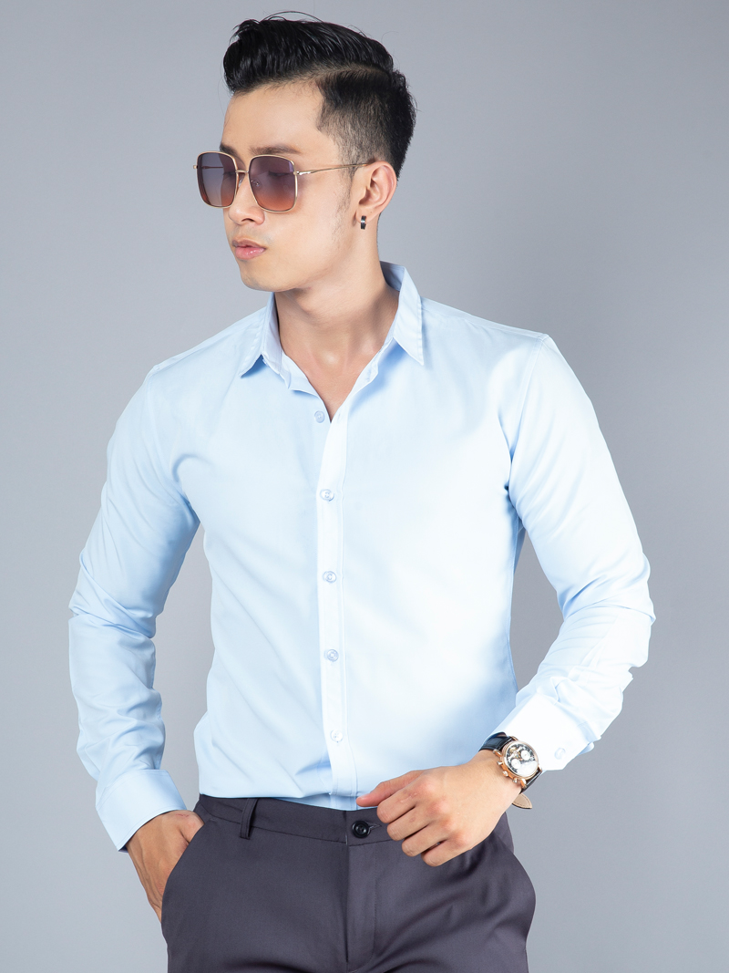 Áo sơ mi xanh da trời asm952 - 1