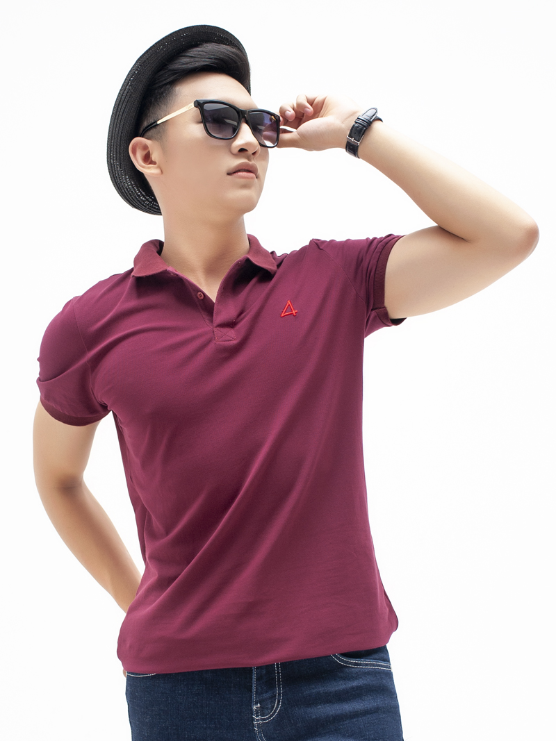 Áo thun polo at781 màu đỏ đô - 1