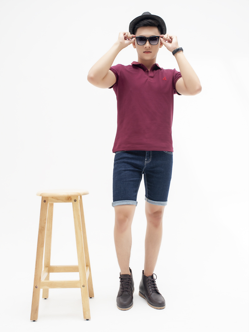 Áo thun polo at781 màu đỏ đô - 4