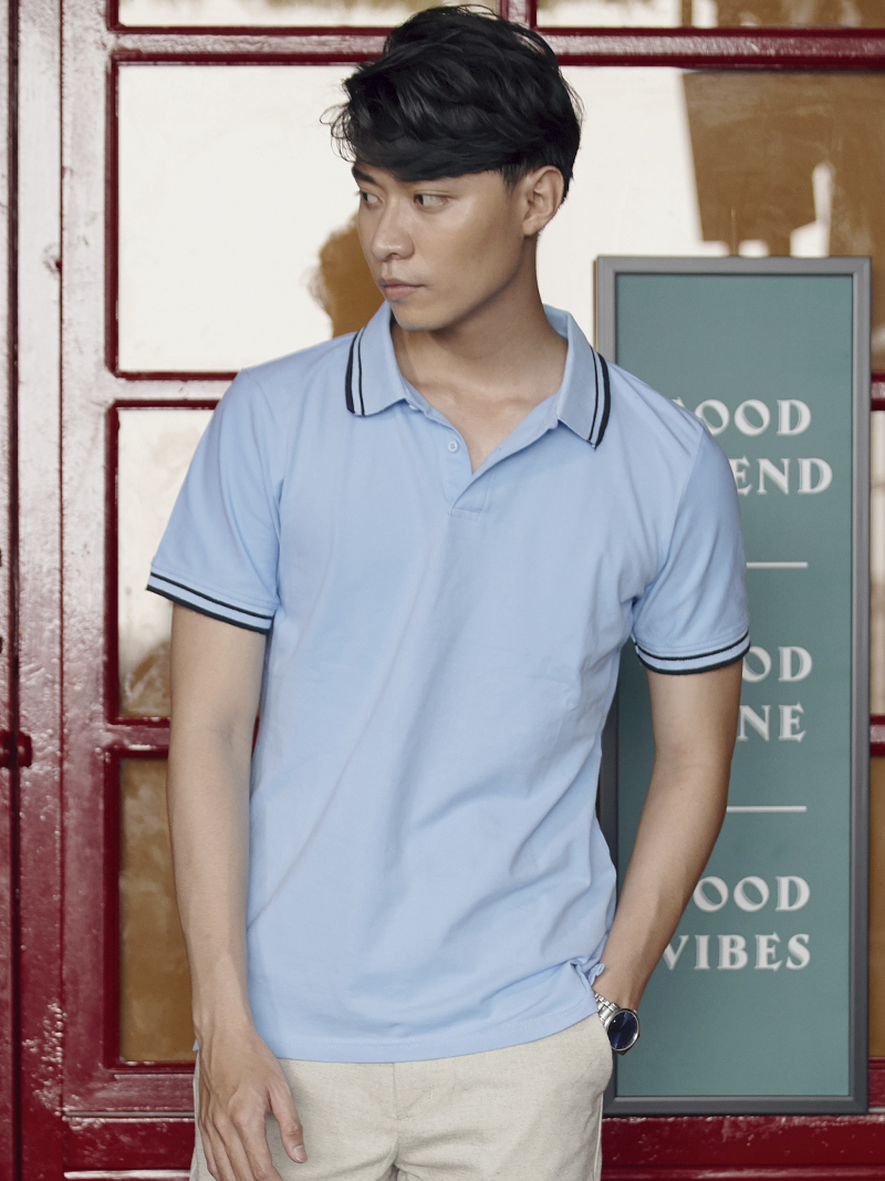 Áo thun polo at780 màu xanh biển - 1
