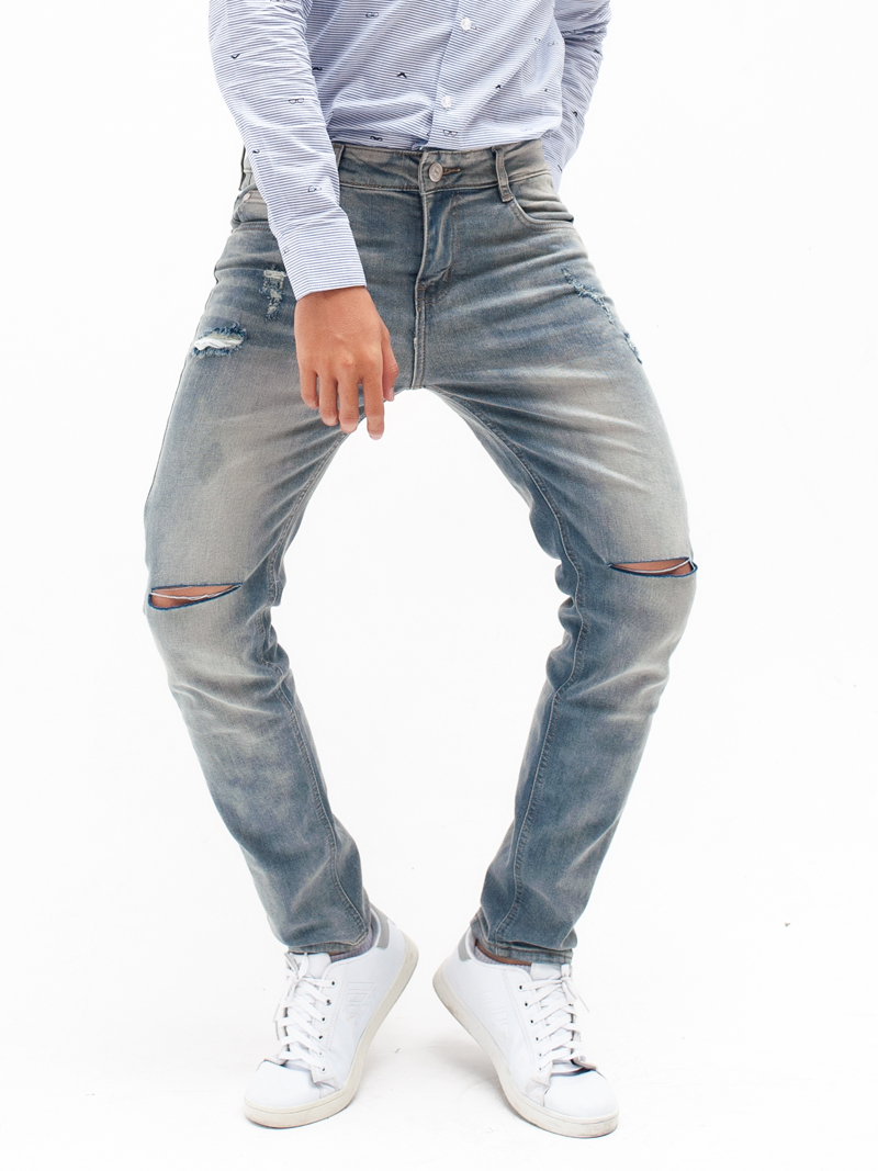 Quần jeans rách xám qj1603 - 1