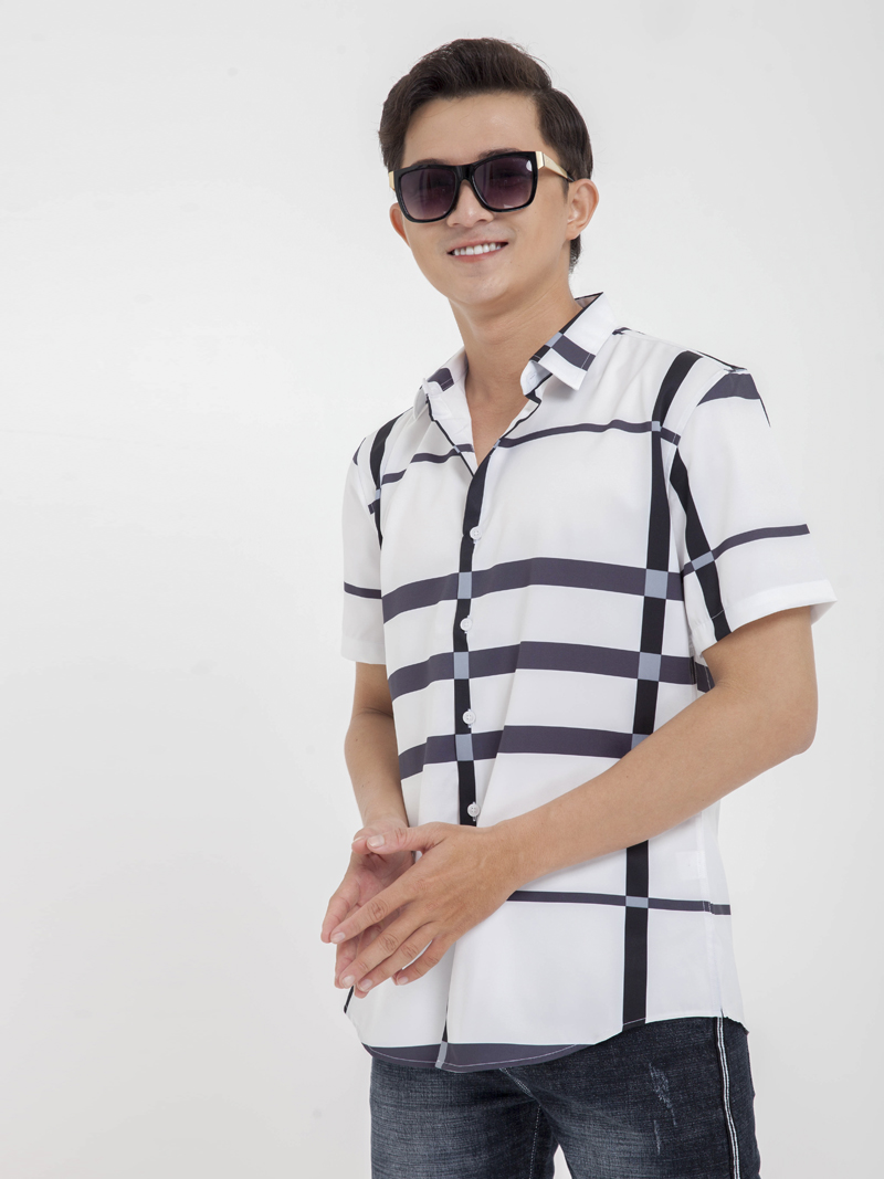 Sơ mi ngắn tay ca rô đen asm1214 - 1