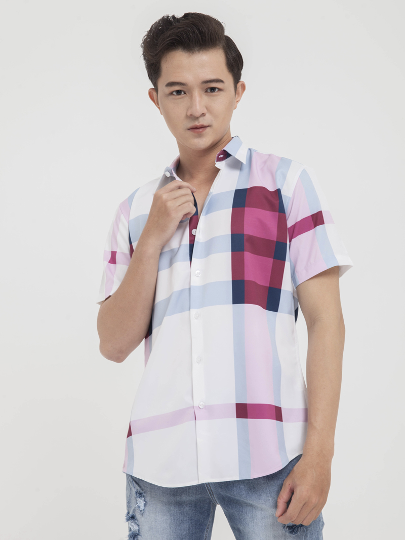 Sơ mi ngắn tay ca rô đỏ asm1214 - 1