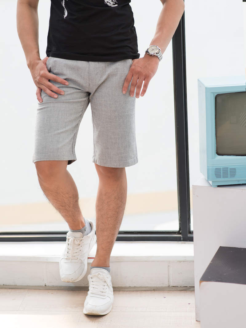 Quần short linen xám muối tiêu qs160 - 1