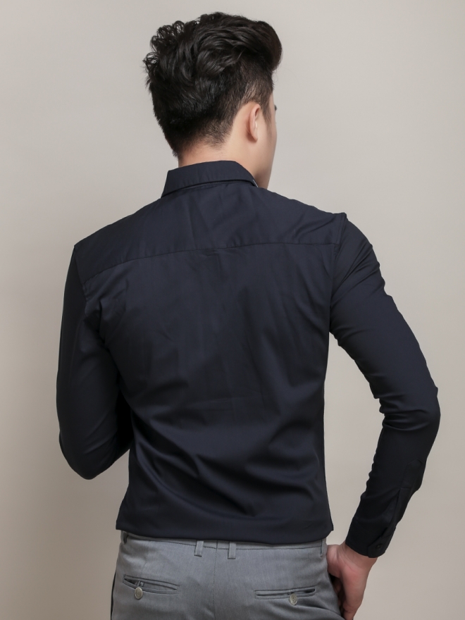 Áo Sơ Mi Hàn Quốc Xanh Đen ASM779